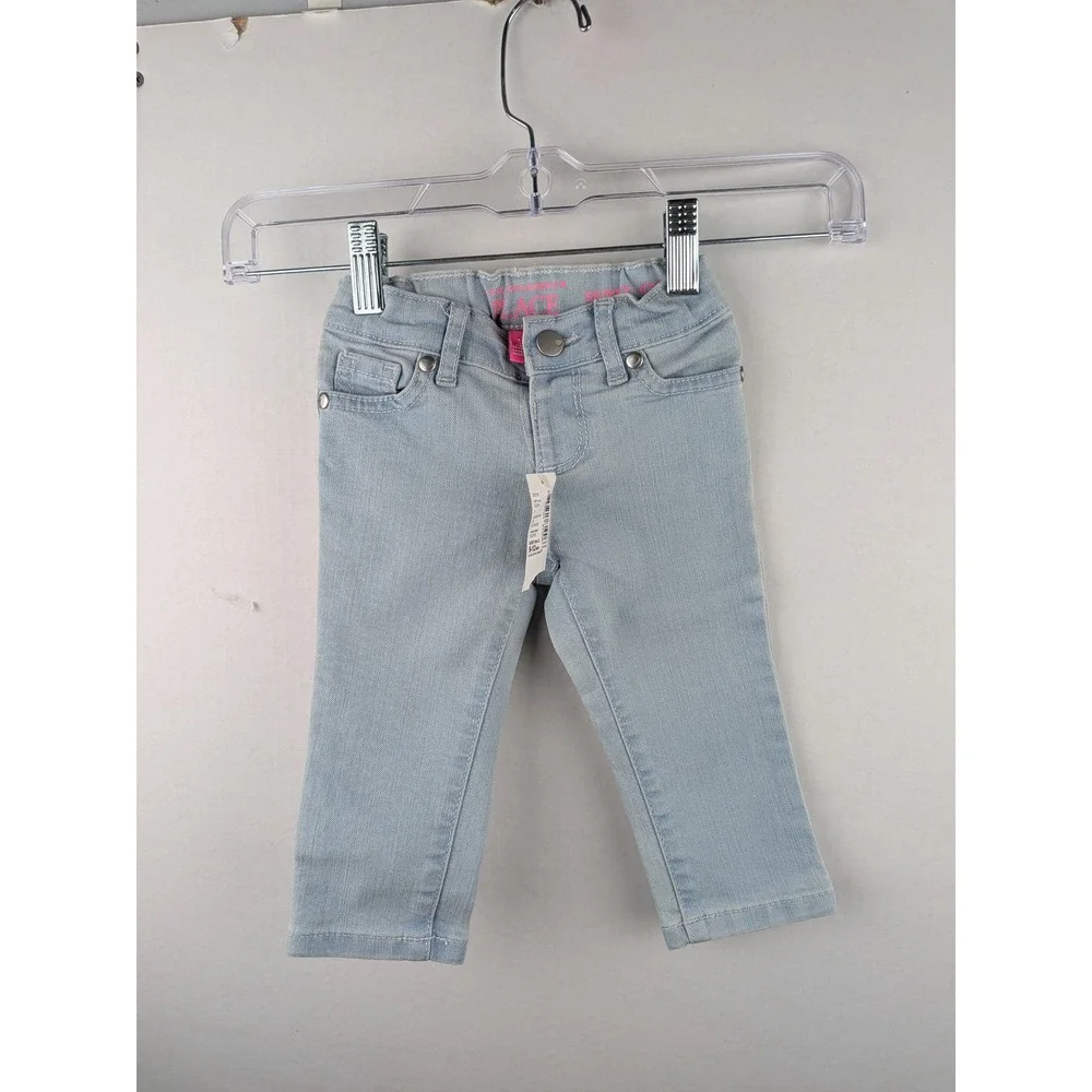 The Childrens Place Skinny Jeans Light Wash Denim Adjustable Waist 9-12M NWT
